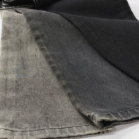 Tissu denim noir sulfuré lourd 13 oz, 67 % coton, noir sur noir, denim sergé non extensible pour jeans