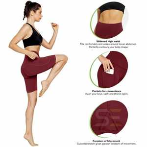 กางเกงขาสั้นสำหรับผู้หญิงไซส์พิเศษสำหรับใส่ออกกำลังกายเล่นโยคะวิ่งเข็มขัดแข็งควบคุมหน้าท้อง - Product Image 6