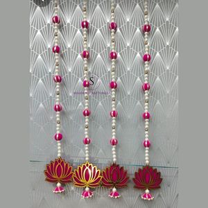 Nouvel arrivage Tentures murales artificielles en lotus 2025 avec cordes Gotta et perles pour la maison et le mariage, Hldi, décor Mehendi - Product Image 3