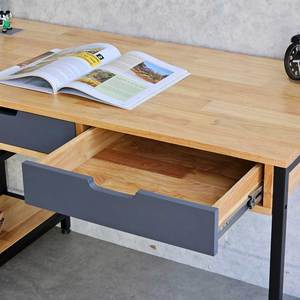 Modern Rubber Wood <b>Computer</b> <b>Desk</b> with Shelves and Drawers-130x60cm - Product Image 5