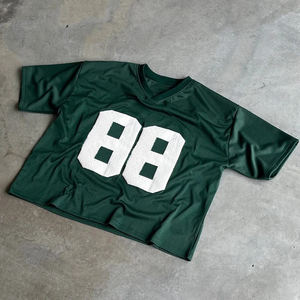 Custom Men's Boxy Oversized Retro Soccer <b>Jersey</b> American OEM High Quality Polyester Unisex Blank Solid Crew Neck - Product Image 5