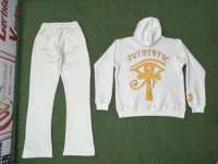 Ensemble de survêtement personnalisé en molleton de coton écologique respirant pour l'hiver, coupe évasée, avec sweat à capuche et pantalon de jogging, tailles régulières et grandes tailles, fabricant