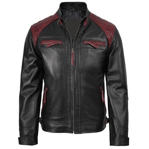 2026 OEM Premium Black & Burgundy Two Tone Cowhide Leather <b>Jackets</b> For Men's High Quality Low MOQ <b>Winter</b> Heated Fashion <b>Jackets</b> - Product Image 1