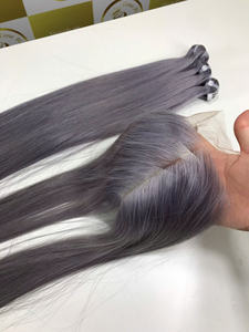 Venta de Navidad Gris y Color claro Trama Super doble 22 ''Extensiones de cabello recto de alta calidad Cutícula alineada - Product Image 5