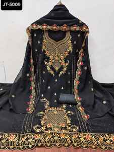 Offre Spéciale Design Exclusif de Broderie Fantaisie Salwar Kameez Partywear Kurti Pantalon Ensemble avec Bordure en Dentelle Dupatta Ensemble pour Femme - Product Image 4