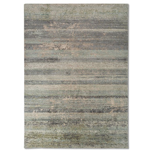Tapis en laine et soie noués à la main Entropy Ivory, coton biologique, motif abstrait, pour couloir, salon, tapis en jute pour la décoration intérieure - Product Image 1