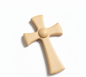 Croix chrétienne murale en bois massif de qualité supérieure, fabriquée à la main, polie, écologique, décoration religieuse pour la maison - Product Image 2