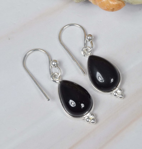 Meilleure qualité Onyx noir 925 argent Sterling pierre précieuse crochet boucle d'oreille forme de poire décembre pierre de naissance bijoux faits à la main prix usine - Product Image 2