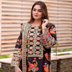 Traje de seda chino de alta calidad, estilo vintage, corte recto, cintura natural, con estampado digital sólido de otoño y bordado de lentejuelas de 5 mm. - Product Image 1