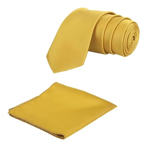 Conjunto de Corbata y Pañuelo de Bolsillo de Color Sólido para Hombre |   Conjunto de Corbata Clásica Formal para Bodas y Negocios |   Set de Regalo de Microfibra Premium para Hombre - Product Image 1