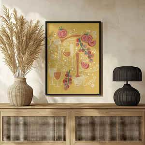 Pasta Paradise - Estampado de tela con ilustración de pasta amarilla, estilo naturaleza muerta italiana divertida - Product Image 5