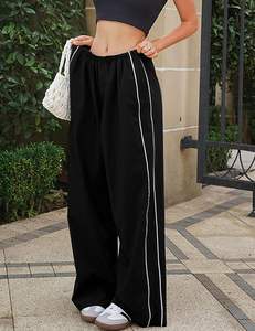 กางเกงร่มชูชีพของผู้หญิงกางเกงขาบานเอวยางยืดโพลีเอสเตอร์100% กางเกงวอร์มกางเกงมีเชือกผูกสำหรับผู้หญิง - Product Image 1