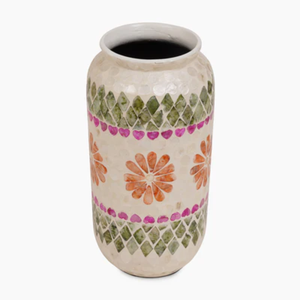 Jarrón de madreperla de mediados de siglo hecho a mano para decoración del hogar, jarrón de decoración floral elegante hecho en Vietnam - Product Image 1