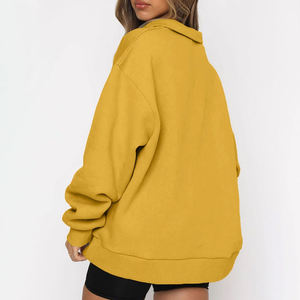 Dernier style d'hiver chaud vêtements décontractés femmes demi fermeture éclair sweats dames décontracté hiver imprimé Logo haute qualité sweats - Product Image 2