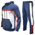 Traje deportivo con capucha de otoño-invierno para hombre, diseño relajado con bloques de color para correr al aire libre, senderismo, pesca, cierre de cremallera de talla grande - Product Image 2