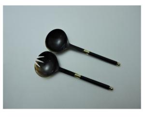 Outils de salade en corne de buffle faits à la main de haute qualité ensemble de couverts en corne de vache économique cuillère de service fourchette ustensiles de cuisine à faible coût - Product Image 4