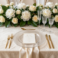 Assiette de présentation en verre raffiné transparent pour la décoration de galas de mariage, assiette de service transparente polie pour réceptions et fêtes
