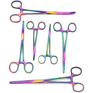 ชุดคีมหนีบเข็มสแตนเลสแบบแมนนวลชุดอุปกรณ์ผ่าตัดห้ามเลือดเคลือบสีรุ้งใช้ซ้ำได้ - Product Image 1