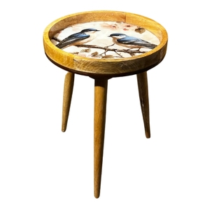 Tabouret Bluebirds Table d'appoint en bois naturel Table d'appoint ronde en bois massif escabeau salon jambe en bois détachable pour support - Product Image 1