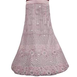 Lehenga choli ตาข่ายยาวถึงพื้นดีไซน์ทันสมัยสำหรับเทศกาลฤดูร้อนคอลเลกชันงานแต่งงานงานปักกระจก - Product Image 1