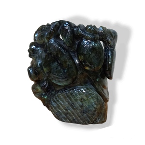 Labradorite Homme heureux Bouddha sculpté Labradorite Bouddha riant Transformation Cristal de guérison Labradorite Bouddha porte-bonheur - Product Image 4