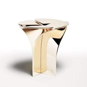 Mesa de centro de diseño único de aluminio fundido con acabado dorado para sala de estar, muebles de decoración de oficina en casa, mesa de café y mesa auxiliar - Product Image 4