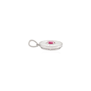 Vente en gros 100% pendentif rond en pierres précieuses naturelles véritable or blanc 18 carats pendentifs fins et breloques avec rubis - Product Image 5