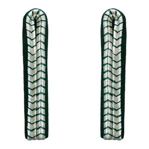 Hombreras de 2 rayas, plateadas con verde, sobre fieltro verde, tamaño personalizable, trenzadas con cordón retorcido, para ceremonias - Product Image 1