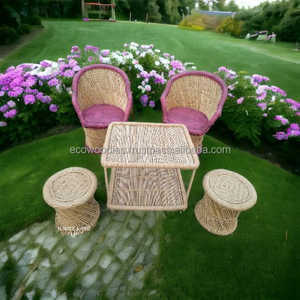 Vente directe d'usine nouveau style de canapé en osier à motif de canne de bambou meubles de salon de salle à manger d'extérieur d'intérieur - Product Image 4