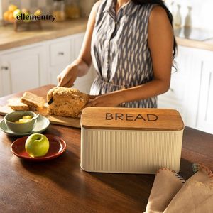 Hot Selling Custom Logo Bread Box Metal and Wood Storage for Freshly Baked Bread for Kitchen Home Use PC <b>Plastic</b> - Product Image 5