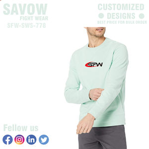 Hombres Sudadera Logotipo Personalizado Cuello Redondo Terry Bordado Pesado Terry Algodón Cuello Redondo Suéter Mujeres Hombres Con Impresión En Relieve - Product Image 3