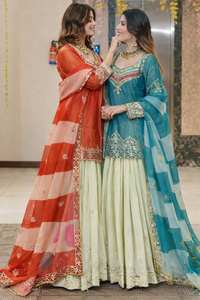 New Designer Party Fandy Silk Embroidery Siqunce <b>Top</b> <b>Lehenga</b> & Dupatta Set For Ready To Wear - Product Image 2