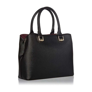 <b>Women's</b> <b>Black</b> Saffiano Leather Handbag with Removable Strap and Chain Decoration Classic Shoulder <b>Bag</b> for Daily Use - Product Image 3