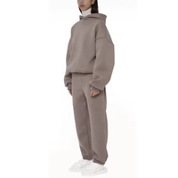 Personalizado en blanco liso Hip Hop peso pesado algodón liso Boxy Sudadera con capucha y pantalones 500gsm ropa chándal Unisex chándal para hombres
