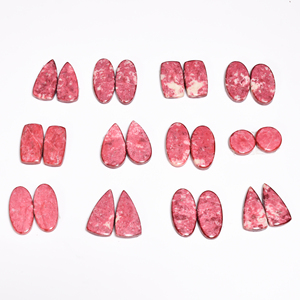 Par de thulita Rosa semipreciosa superventas, cabujón de piedras preciosas sueltas, cabujón de piedras preciosas sueltas lisas naturales a granel - Product Image 5