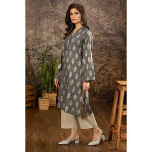 Chemise grise en acrylique jacquard à motifs floraux pour femmes - Product Image 4
