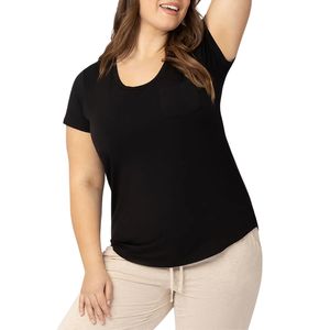 Camiseta informal de manga corta con cuello redondo y bolsillo para mujer, corte regular, color gris claro, tela de jersey de algodón y poliéster. - Product Image 6