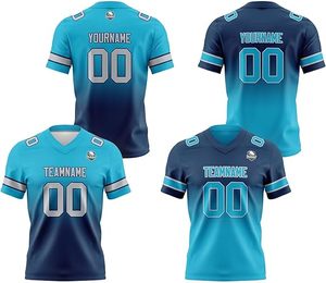 Camiseta de fútbol americano de poliéster 100% personalizada, transpirable, cuello en V, diseño recortado cuadrado con mangas cortas, técnicas impresas - Product Image 5