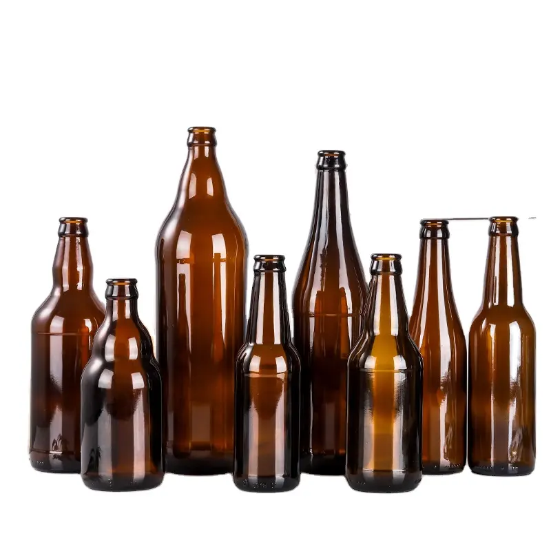 High quality empty 250ml 330 ml 500ml 650ml brown clear blue custom glass beer bottles 330ml
