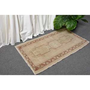 Tapis en Laine Turque Vintage de 180x310cm, Beige et Marron, Patchwork Rectangle Fait à la Main, Support en Latex pour le Salon des Adolescents - Product Image 3