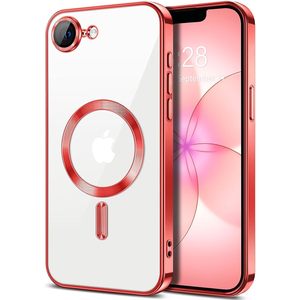 เคสใส iPhone 16E 2025 iPhone 17E รุ่น Chrom พร้อมวงแหวนแม่เหล็ก ป้องกันเลนส์กล้อง สีแดง - Product Image 1