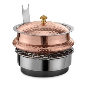 Hammered Design <b>Food</b> <b>Warmer</b> Chafing Dish With Antique Finishing Catering Service Equipment Metal Chafing Dish With Burner Stand - Product Image 2