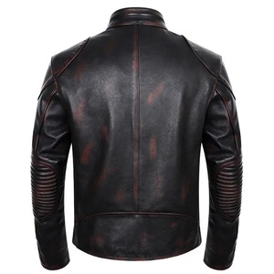 แจ็คเก็ตมีซิปหนังแกะสำหรับผู้ชาย, แจ็คเก็ตมีซิปคอตั้งหนังแท้สำหรับฤดูใบไม้ผลิฤดูใบไม้ร่วง - Product Image 5