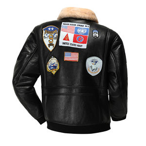 Parka Air Best pour homme Top Gun Manteau en peau de mouton de même style Veste d'hiver en fourrure naturelle pour homme Bomber en cuir Vestes pour homme - Product Image 2