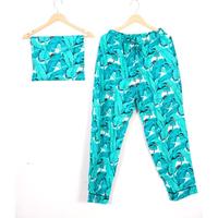 Ensemble deux pièces unisexe le plus vendu, 100 % coton, motif floral, écologique, avec sac, boutons vintage, respirant, longueur intégrale, idéal pour l'été