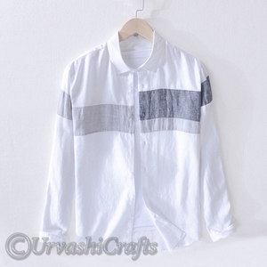 Primavera 2024, superventas, nuevas camisas informales de moda para hombres, camisas de diseño de retazos Premium de Color en contraste, camisa de manga larga para hombres - Product Image 5