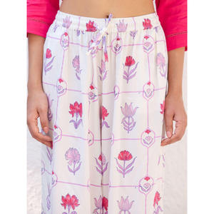 Pantalon palazzo en coton à taille haute et jambes larges pour femme, respirant, décontracté, avec taille élastique - Product Image 5