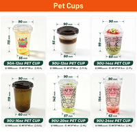 Gobelet PET 90U-24oz idéal pour un thé aux fraises rafraîchissant avec des tranches de fraises fraîches, des morceaux de fruits, des glaçons et du thé glacé