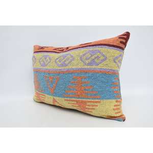 Multicolored Bohemian Wool Pillow 16x24 Inch Geometric Vintage Patterned <b>Cushion</b> Luxury Decorative <b>Cushion</b> Woven 18x18 Inch Size - Product Image 4