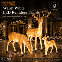 Famille de rennes en fibre de verre grandeur nature avec LED, étanches IP65, statues décoratives de Noël pour l'extérieur, grandes décorations festives pour centres commerciaux